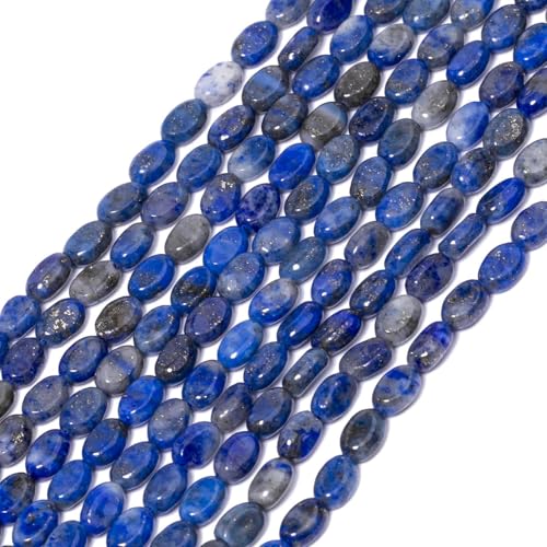 70pcs Natural Lapis Lazuli Stone Beads，4x6mm Egg Shape Loose Gemstone Beads for Jewelry Making Design Earring Necklace - color: lapis lazuli