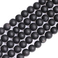 GEM-Inside Black Frost Spacer Agate Gemstone Loose Beads Natural Energy Power Beads for Jewelry Making 8mm Round 15 Inches - color: Black Agate, size: 8mm