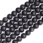 GEM-Inside Black Frost Spacer Agate Gemstone Loose Beads Natural Energy Power Beads for Jewelry Making 8mm Round 15 Inches - color: Black Agate, size: 8mm