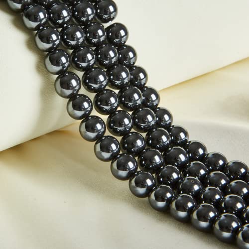 45pcs 8mm Natural Black Hematite Beads Gemstone Beads Round Loose Beads for Jewelry Making - color: Black Hematite, size: 8mm