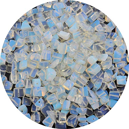 Natural Chip Stone Beads Opalite 5-8mm About 400 Pieces Irregular Gemstones Healing Crystal Loose Rocks Bead Hole Drilled DIY for Bracelet Jewelry Making Crafting (5-8mm, Opalite) - color: Opalite