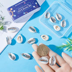 SUNNYCLUE 1 Box 20Pcs Seashell Charm Seashell Charms Bulk Natural Cowrie Shell Silver Electroplated Shell Pendants for Jewelry Making DIY Bracelets Necklaces Earrings Craft - color: 1 Box 20Pcs Silver Cowrie Shell Charms