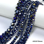 580pcs 4/6/8/10mm Glass Beads Black AB Coating Faceted Crystal Briolette Loose Beads for Bracelets Necklaces DIY Crafts - color: Black AB