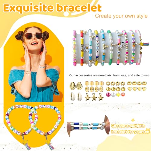 iumulinrui Friendship Bracelet Kit Concert Bracelets Merch, 5200 Pcs Clay Beads Bracelet Making Kit Tricolor Letter Bead, Jewelry Set with Pendant, DIY Craft Gifts Suitable for Beginners - color: Yellow