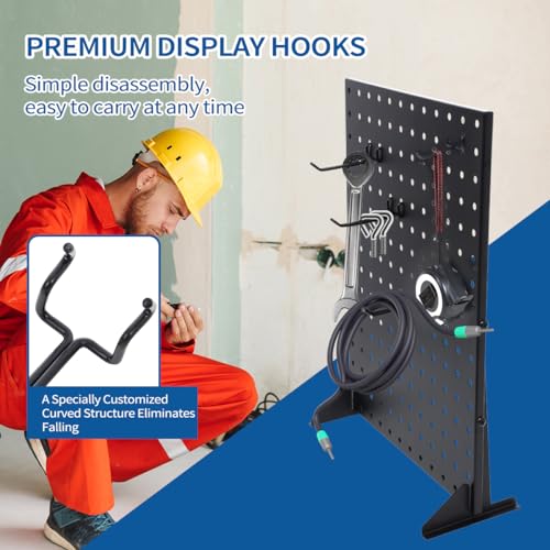 2Pcs Metal Pegboard Display Stand with 24 Peg Hooks for Craft Shows & Fairs,Black Jewelry Retail Display Rack for Selling Accessories,Display Stands for Earring,Pin Stands,Retail Vendors(16*12inch)