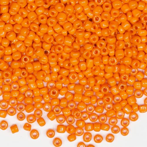 3mm Orange Seed Beads for Jewelry Making 200 Grams About 6500pcs,8/0 Glass Craft Beads for Making Earrings, Bracelets, Pendants, Waist Jewelry, DIY Handmade Seed Beads (Orange) - color: Orange, size: 3mm