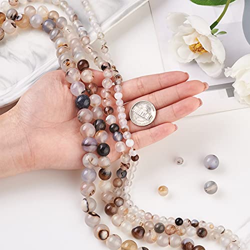 Craftdady Round Natural Agate Beads for Jewelry Making 180pcs 6-12mm Smooth Round Energy Healing Crystal Gemstone Chakra Stone Beads for DIY Crafts Bracelet Earring Necklace Making - color: Crystal Agate