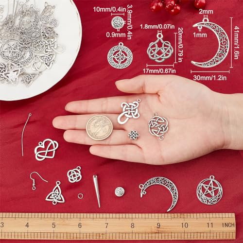 SUNNYCLUE 1 Box DIY Make 10 Pairs Knot Earring Making Kit Including Trinity Knot Charms Tibetan Style Heart Infinity Pendants Earring Findings for Women Beginners DIY Earring Jewellery Making - color: Celtic Knot Earrings 4