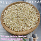 1000pcs 5mm Half Pearl Beads Flatback Pearl Beads Half Round Plastic Pearls for Crafts Scrapbooking Embellishment Nail Art(Beige AB) - color: Beige AB, size: 5mm