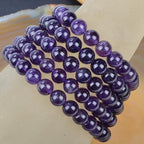 MASSIVE BEADS Handmade Yoga Stretch Elastic Bracelet Natural Stone Crystal Healing Power Energy Gifts for Unisex Adult 4mm 6mm 8mm 10mm - color: Amethyst(Love Guardian), size: 8mm