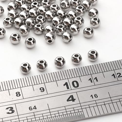 304 Stainless Steel Round Beads 5.0mm 200pcs Spacer Beads for Jewelry DIY Making and Repairing - size: 5.0mm