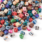 180 Pcs 18 Styles Clay Column Beads Tube Printed Beads Cylinder Loose Spacer Craft Beads Bulk for Bohemian Jewelry DIY Friendship Bracelet Women Necklace Earring Accessory 5.5-7 mm
