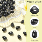 Ipotkitt 100 Pcs Two Tone Glass Drop Charms - Black Frosted & Spray Painted Crystal Teardrop Bead Charms for DIY Crafts & Jewelry Making - color: 100pcs-Frosted Teardrop Charms-Black