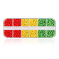 3mm Round Glass Seed Beads (RYG) - color: RYG