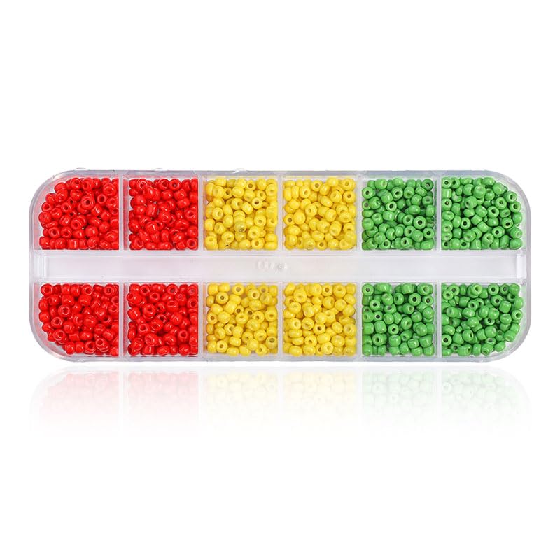 3mm Round Glass Seed Beads (RYG) - color: RYG