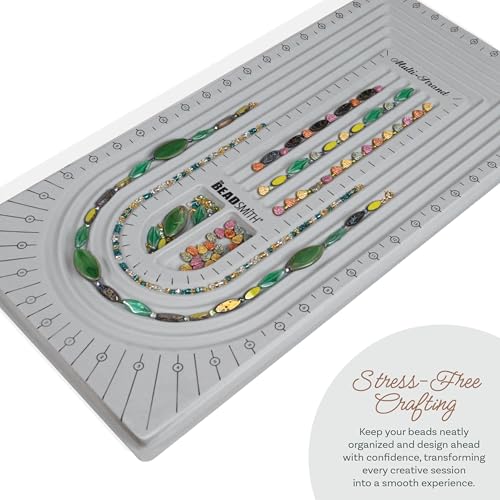 The Beadsmith Bead Board, Grey Flocked, 5 U-Shape and 6 Straight Channels, 10 x 20.5 inches, Design Boards for Creating Bracelets, Necklaces and Other Jewelry - size: 40" - 5 Channel