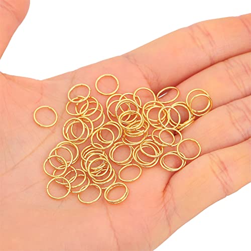 BEADIA 18K Gold Plated Jump Rings Non Tarnish 8mm 300pcs for Jewelry Making Findings - color: Gold, size: 0.7x8mm