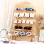 DoubleFill 5 Tier Wooden Earring Display for Vendor Arch Jewelry Display Stand Rack with Adjustable Height for Retail Selling - color: Brown