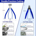2 Pack Wire Cutters Set, 6" and 5" Ultra Sharp Flush Cutters, Carbon Steel Wire Cutters for Crafting, Electronics, 3D Prints, Jewelry Making, Model Sprue, Zip Ties(6"+ 5", Blue, 2 Pack) - color: 5"+ 6", Blue
