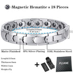 Magnetic Hematite Bracelets for Men Women 316L Stainless Steel Power Balance Energy Magnets Stones Bracelet Jewelry Gift with Adjustment Tool - color: Silver