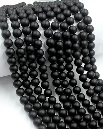 8mm Glass Beads 46PCS Glass Beads for Jewelry Making Charm Round Loose Bead for Bracelet Making Kit (Black Frosted Glass) - color: Black Frosted Glass