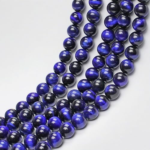 MJDCB Stone Beads 6mm 60pcs Round Sapphire Blue Tiger's Eye Loose Gemstone Bead Charms for Jewelry Making Bracelet Necklace Earring Pendant - color: Sapphire Blue Tiger's Eye, size: 6mm