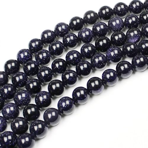 MJDCB Natural Stone Beads Blue Sand Stone Round Loose Beads for Jewelry Making DIY Bracelet Necklace (8mm) - color: Blue Sand Stone, size: 8mm