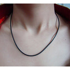 ELLITE Wide Alloy Black Rubber Cord Rope Necklace Chain(18-24 Inch) with Stainless Steel Lobster Clasp