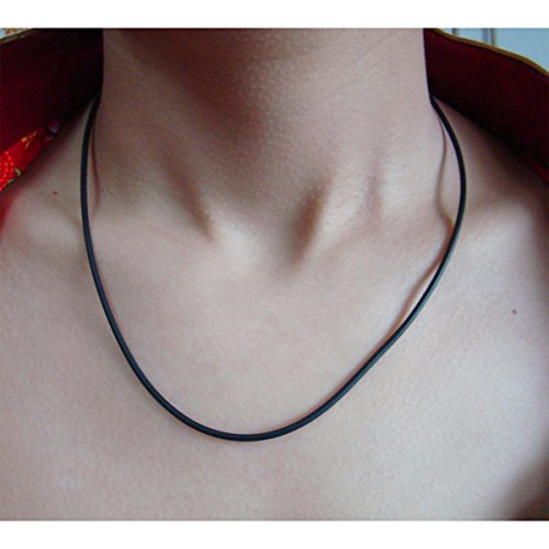 ELLITE Wide Alloy Black Rubber Cord Rope Necklace Chain(18-24 Inch) with Stainless Steel Lobster Clasp
