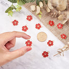 Beadthoven 100pcs Enamel Charms Cherry Blossom Daisy Flower Pendants Gold Plated Small Cute Bulk for Jewelry Making Bracelet Necklace Earrings Keychain DIY Accessories - color: Sakura Flower-Red