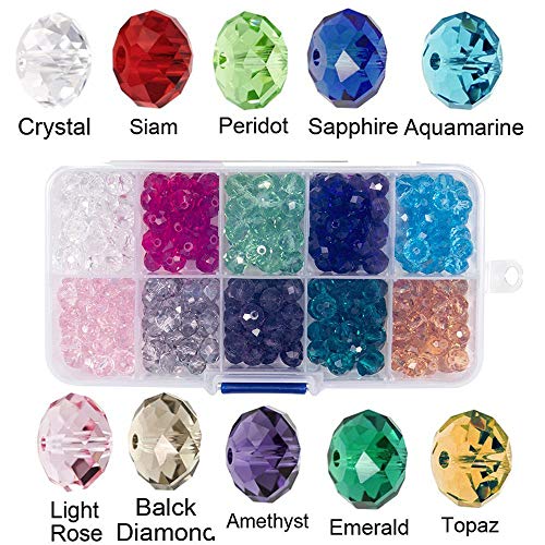Wholesale Briolette Crystal Glass 500pcs 6mm Beads Finding Spacer Beads Faceted with Container Box Beads for Making Jewelry 10 Colors (6mm) - size: 6mm
