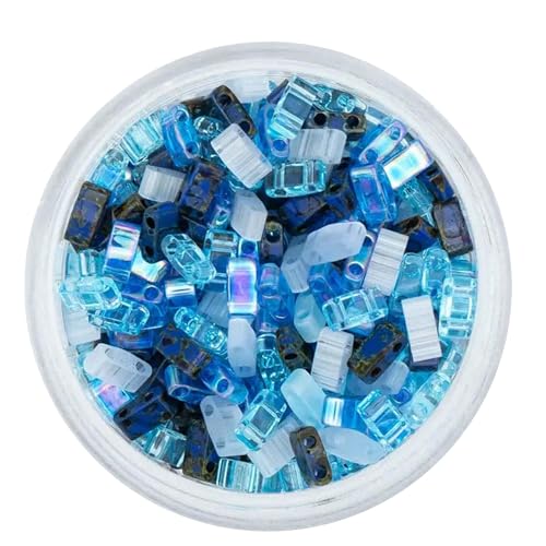 Mack and Rex Tila Bead Mixes (Ocean) – Half Tila Beads – Includes Transparent Sky Blue (HTL0148), Picasso Blue Cobalt (HTL4518), Silky Ice Blue, Cobalt Matte Rainbow and a Few Others. - color: Ocean, size: 10 Gram Bag