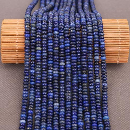 BONNY BOXX 1 Strand (150PCs) Natural 2 * 4mm Lapis Lazuli Rondelle Beads, Natural Abacus Disk Stone Beads Loose Spacer Gemstone for DIY Bracelet Necklace Jewelry Making - color: Lapis Lazuli, size: 2*4MM