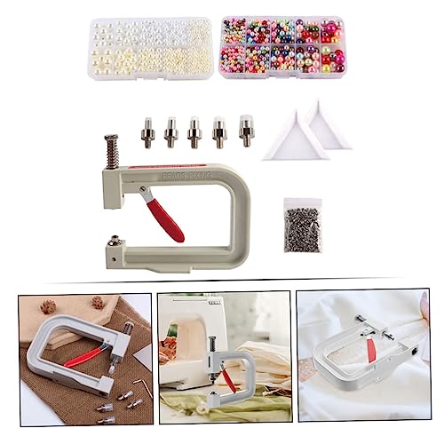 LIFKOME Portable Pearl Hand Press Beading Tool Pearl Setting Tool Set Rivet Fixing Machine for DIY Craft