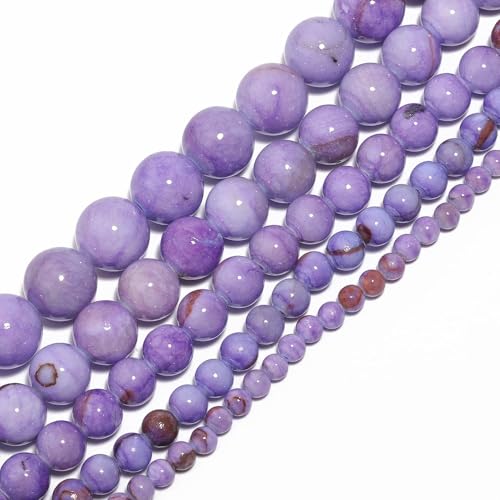 Yochus 60pcs 6mm Deep Purple Persian Jade Energy Healing Round Bulk Gemstone Beads for Jewelry Making Bracelet Necklace Earring DIY - color: deep purple, size: 6mm