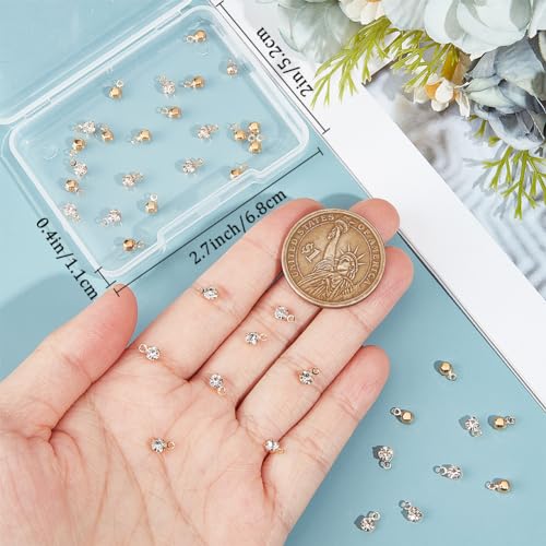 Beebeecraft 1 Box 50Pcs Rhinestone Charms 18K Gold Plated Lucky Birthstone April Charms for Earrings Necklace Anklet Bracelet Crafting DIY Jewelry Making Craft Accessories, Tiny 3.5mm/0.14in - color: Gold