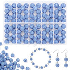 100Pcs 10mm Light Blue Rhinestone Beads for Jewelry Making, Shiny Round Disco Ball Sparkly Beads Bulk with 10-Grid Storage Box for DIY Baseball Necklaces Shamballa Bracelets - color: Light Blue