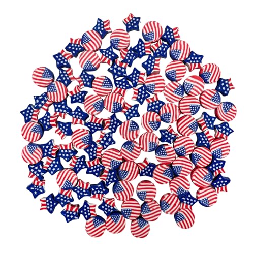 100 Pcs Polymer Clay Beads Mixed Heishi Spacer Beads Supplies for DIY Bracelet Earring Necklace Jewelry Making (American Flag) - color: American Flag