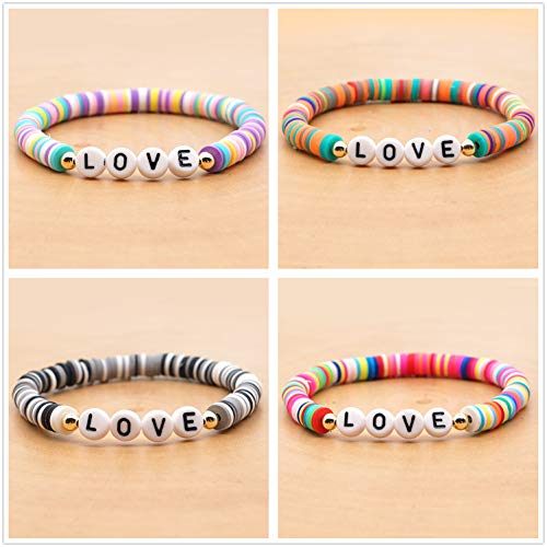 Amaney 1000pcs 4x7mm Letter Beads and Red Heart Beads for Jewelry Making Bracelets, Necklaces, Key Chains - color: Letter red heart