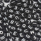 Song Xi 1200pcs Black Round Acrylic Alphabet Beads - White Letter Beads 4x7mm for Bracelets and Jewelry Making Key Chains - color: 1200pcs black white letter