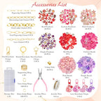 Ecoofor 458 Pcs Keychain Making Kit — Includes 19 Keychain Clips, 25 Extender Chains, 80 Charms, Beading Accessories, Jewelry Pliers — DIY Bag Charms & Jewelry Craft Kit Supplies - color: Four-Color Vibrance Set