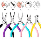 URSKYTOUS 5Pcs Jewelry Pliers Set Jewelry Making Pliers Tools Kit Include Jewelry Making Needle Nose Chain Nose Round Bent Pliers Wire Cutter for Bracelet Beading DIY Craft Jewelry Making Supplies - color: Em Pink Blue Purple Black Yellow