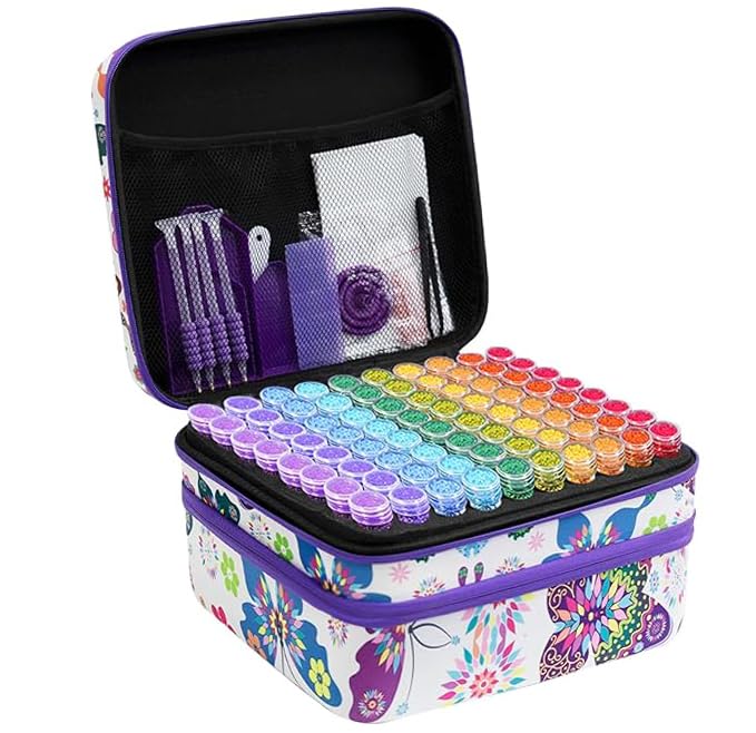 ZORETCO Diamond Painting Storage Box, 240 Slots Bead Storage Containers with Tools Kit for Diamond Art Accessories Craft Jewelry Beads Organizer - color: Colour, size: 240 Jars