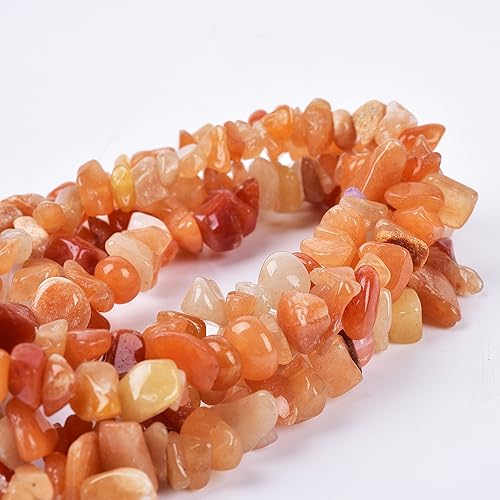 5-8mm 34 inches Natural Crystal Stone Beads for Jewelry Making Tumbled Drilled Irregular Gravel Gemstones Chips Stone Beads by Strand (Red Aventurine) - color: Red Aventurine