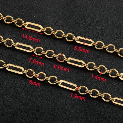 UMAOKANG 2 Meters Gold Plated Stainless Steel Chain for Jewelry Making Paperclip Chain Necklace DIY Jewelry Supplies Findings - color: Paperclip (Gold)