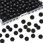 Ecally 300 Pieces Black Matte Onyx Beads Natural Black Agate Round Beads Frosted Onyx Gemstone Loose Beads for Bracelet Necklace Jewelry DIY Making (8 mm) - size: 8 mm