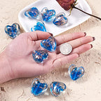 Cheriswelry 10pcs Blue Heart Handmade Goldsans Lampwork Glass Beads Crystal Love Heart Mini Loose Spacer Beads Charms 28x28mm 2mm Hole for DIY Earring Bracelet Necklace Jewelry Making - color: Heart-Blue