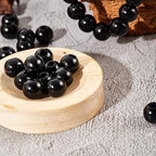 240Pcs Black Wood Beads 16mm for Craft Large Hole Wood Beads Hole:6mm (Black) - color: Black