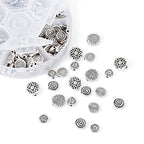 KISSITTY 175pcs/box 5 Styles Tibetan Antique Silver Flat Round Spacer Loose Beads 7mm 8mm 9mm 10mm 11mm Metal Rondelle Disc