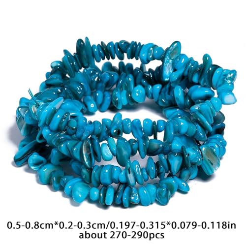Chip Shell, 260pcs 5-8mm Irregular Shell Beads with Holes, Lake Blue Shell & Aqua Like Chip Beads for Jewelry Making - color: Lake Blue